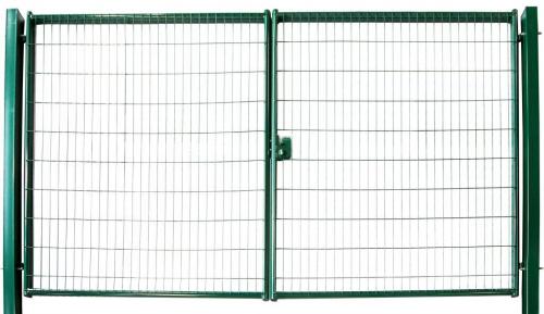 Ворота распашные зеленые RAL 6005 ячейка 55х200 мм 2.03х3.5 м
